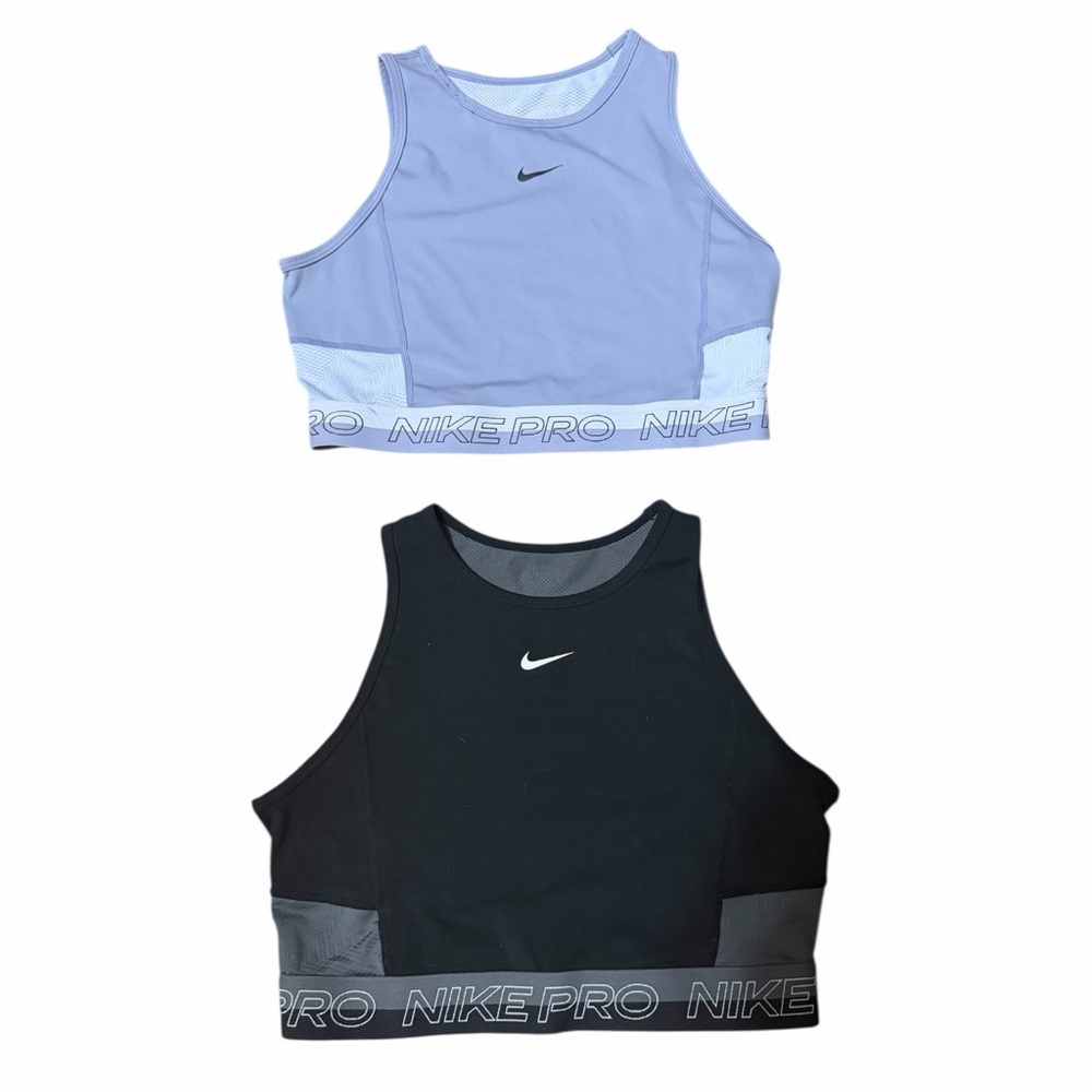 Nike Pro Cropped Tank Top Workout Clothes black and blue/ gray size small bundle